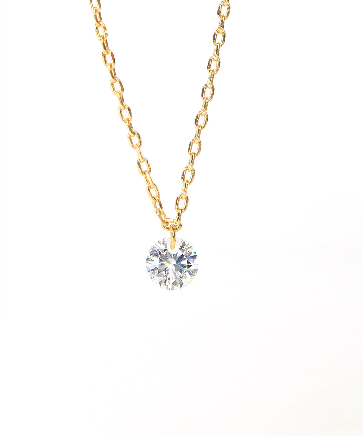 Float diamond necklace -White