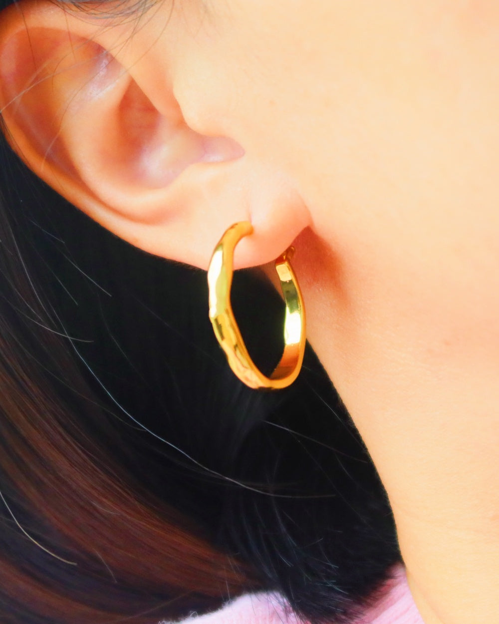 Lan hoop 18k gold plating