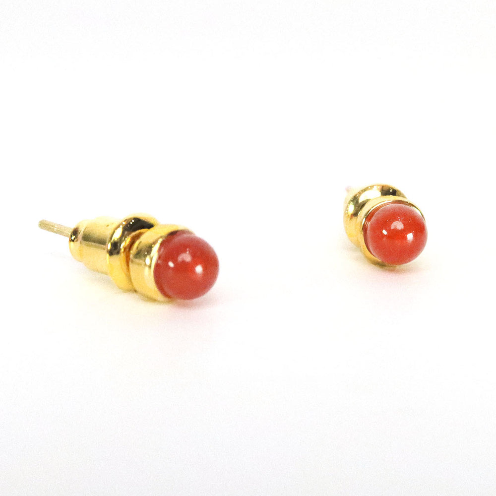 
                      
                        Candy bean stud 18k gold plating with red agate
                      
                    