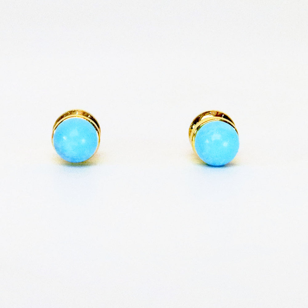 
                      
                        Candy bean stud 18k gold plating with natural stone
                      
                    