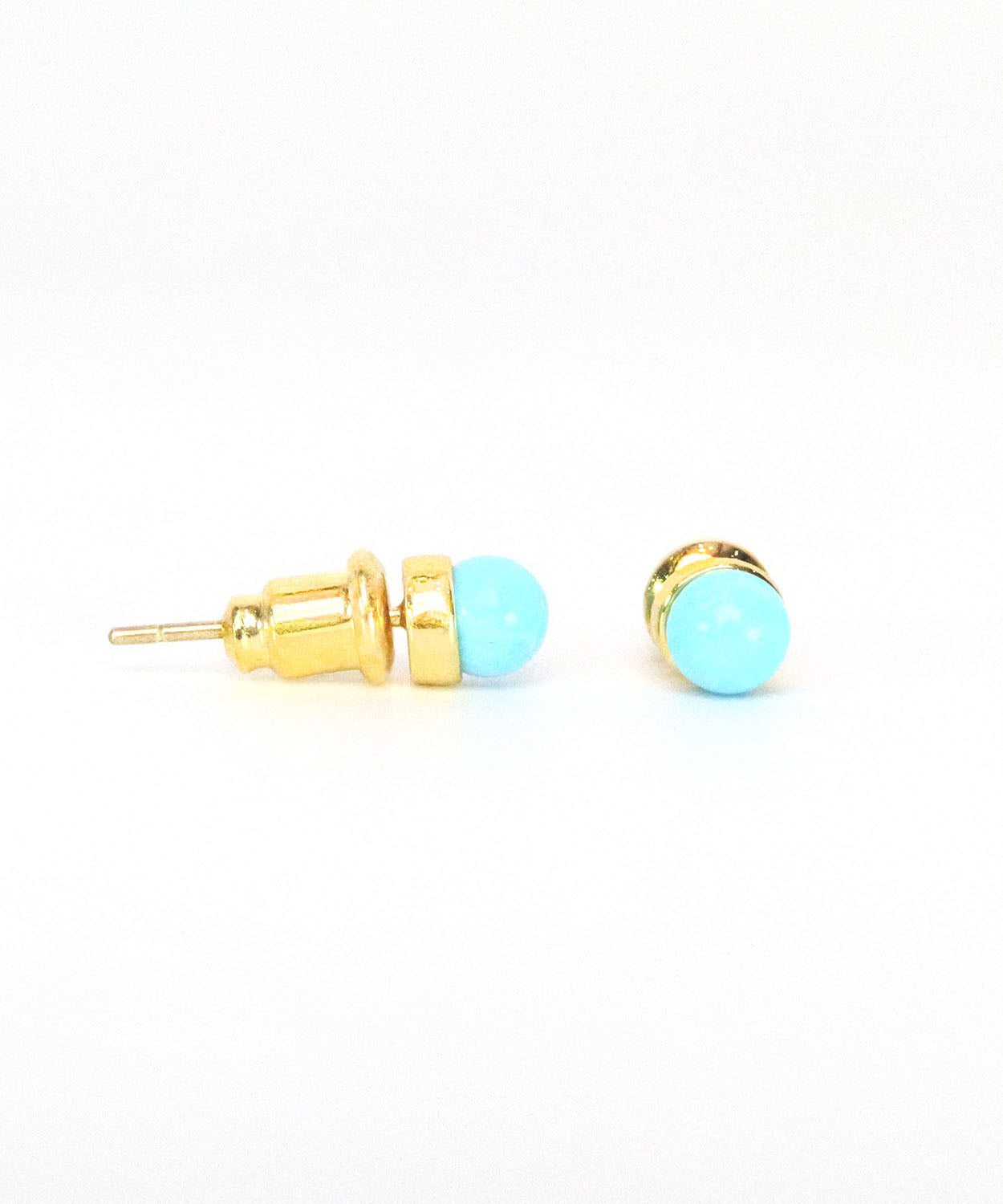 Candy bean stud 18k gold plating with natural stone