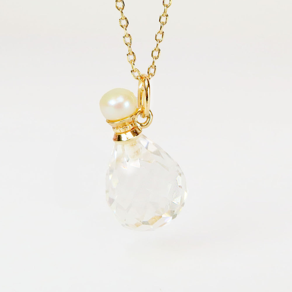 TWY clear crystal perfume long necklace