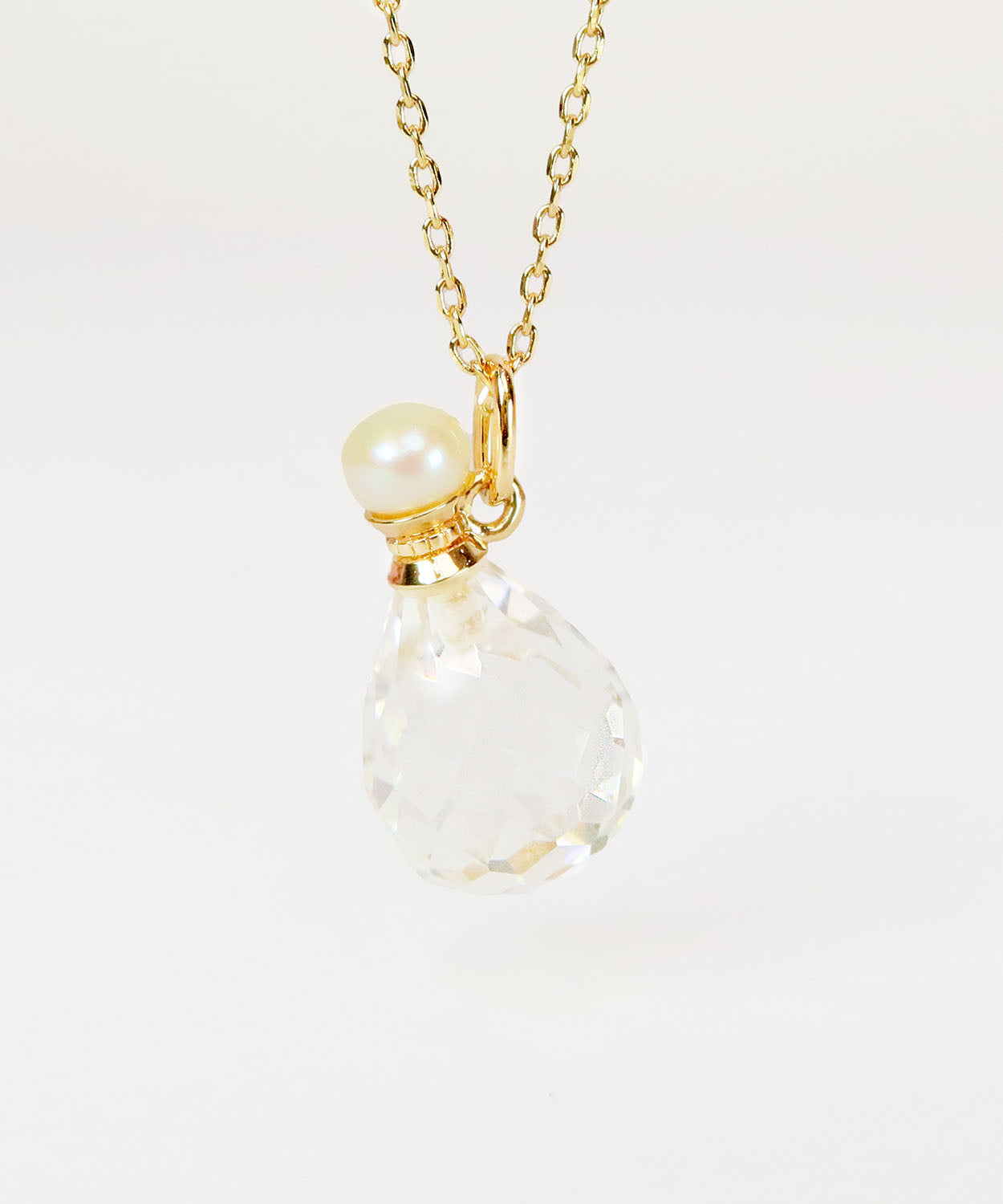 TWY clear crystal perfume long necklace