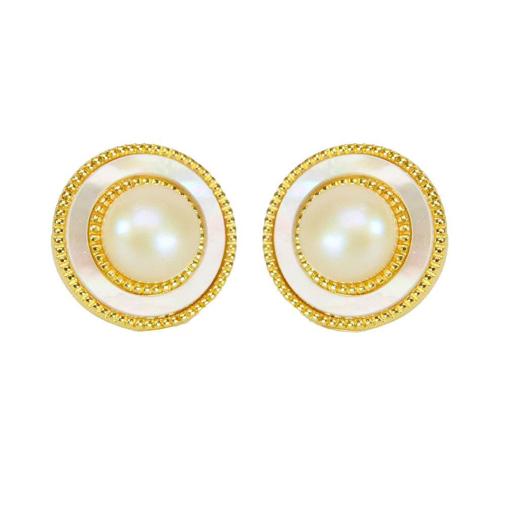 Ran pearl stud 18k gold plating