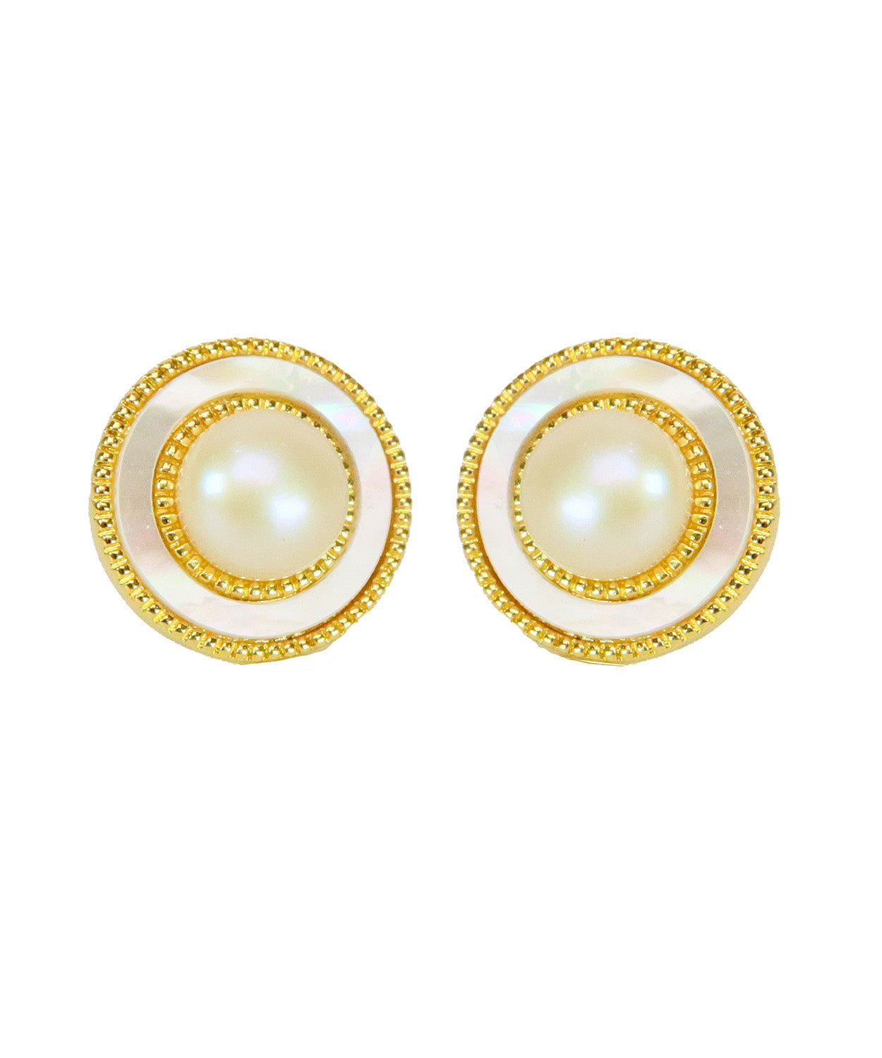 Ran pearl stud 18k gold plating