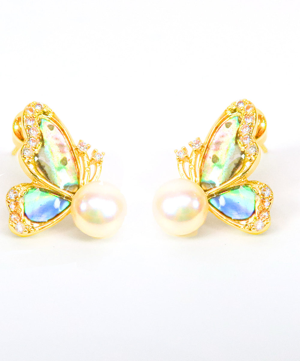 Butterfly oyster pearl stud