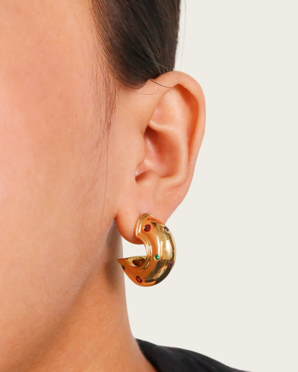 Coop Zircon Hoop eco brass with 18k gold plating