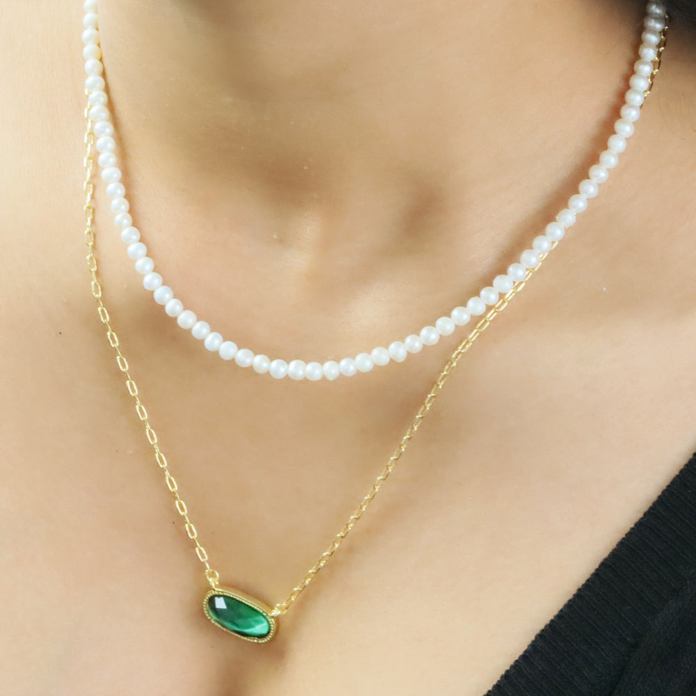 Mini water fresh pearl chocker 925silver