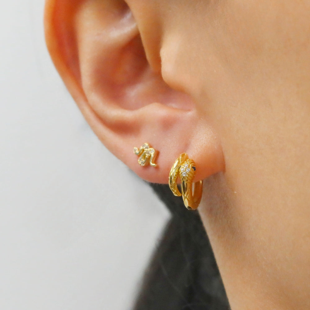 snake zircon mini stud 14k gold vermeil