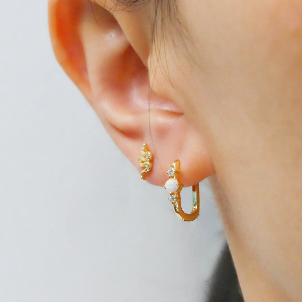 snake zircon mini stud 14k gold vermeil