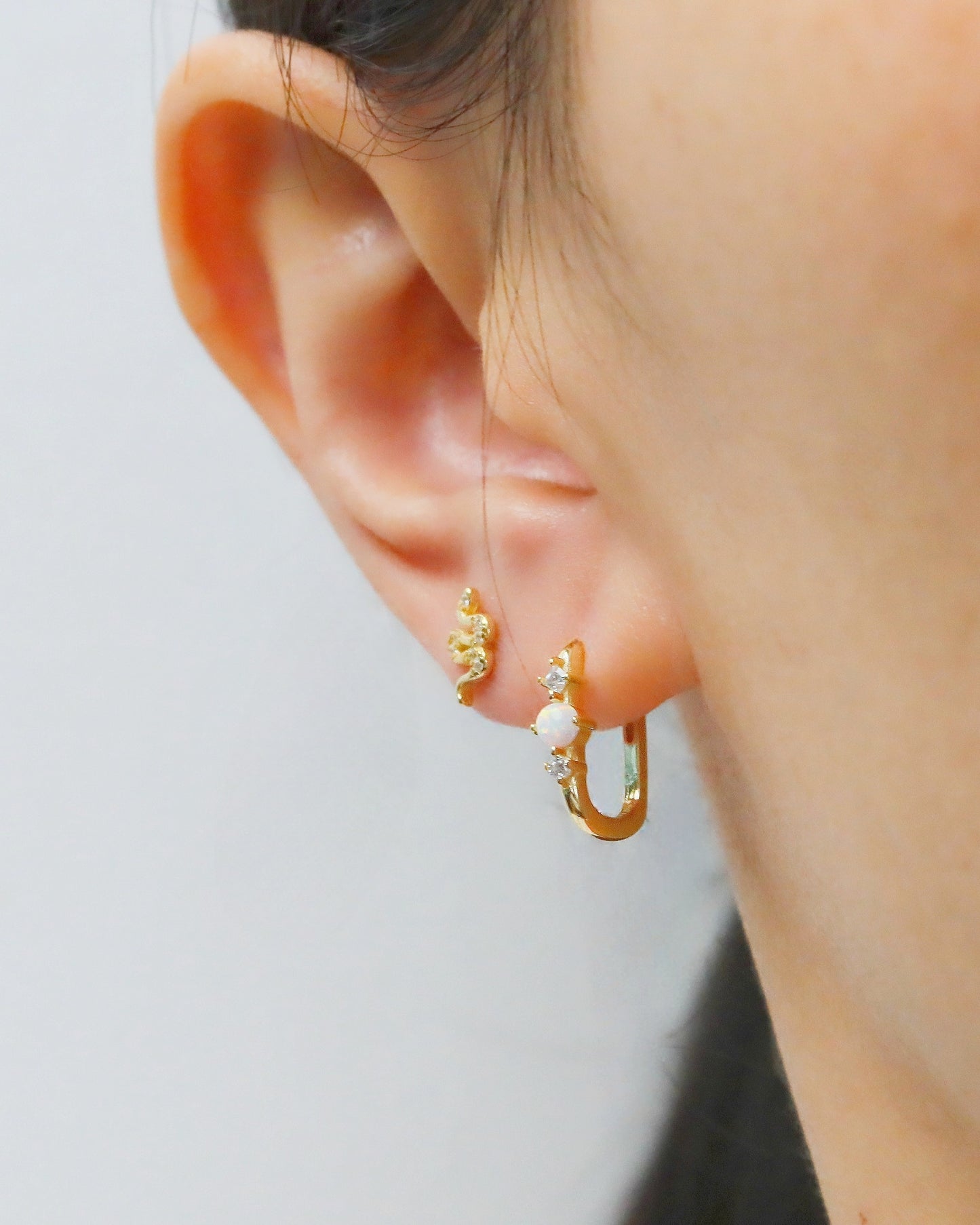 snake zircon mini stud 14k gold vermeil