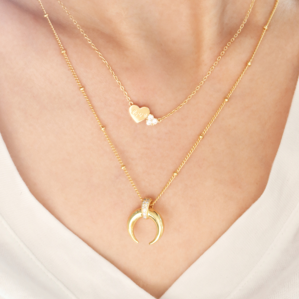 Crescent zircon necklace