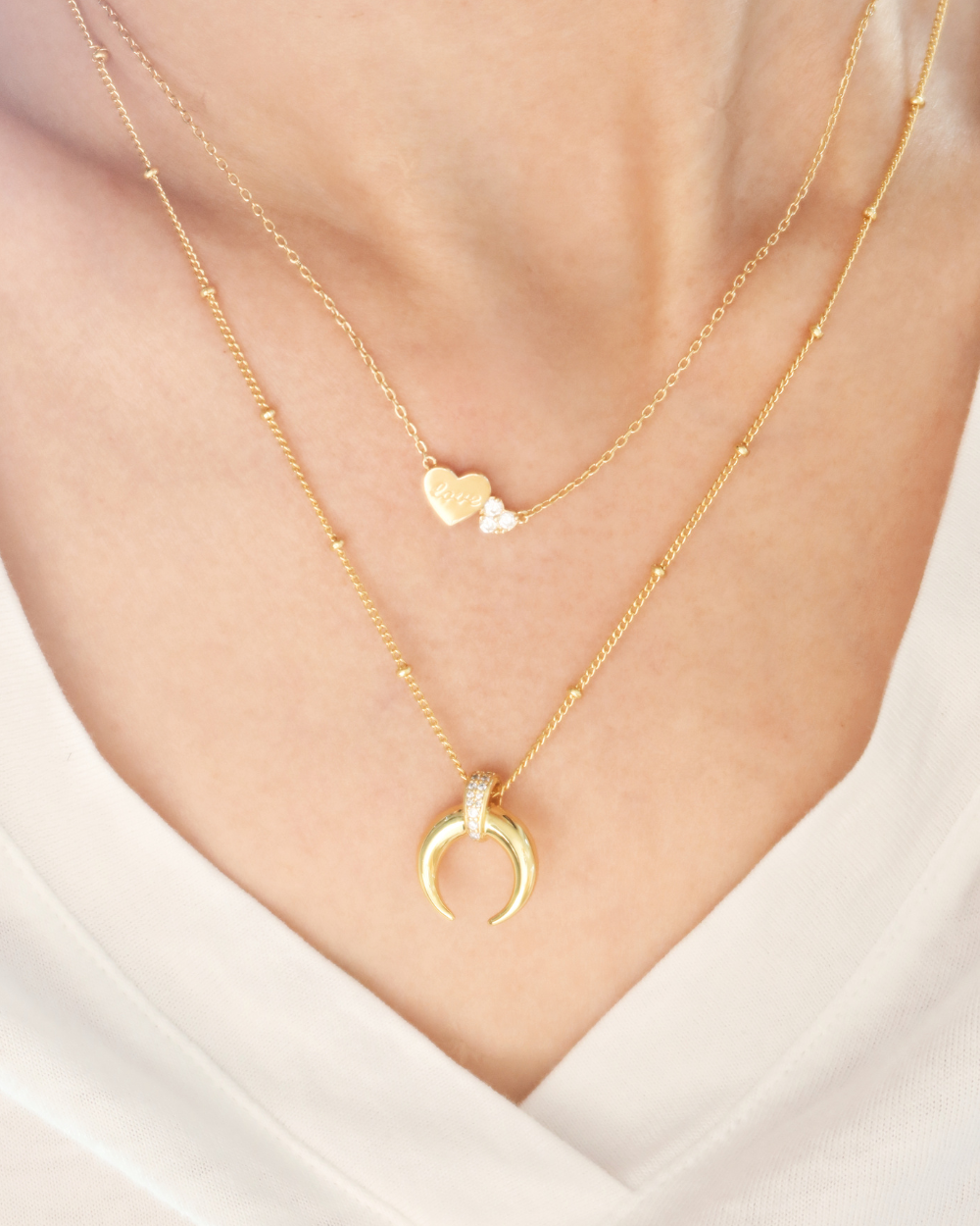 Crescent zircon necklace