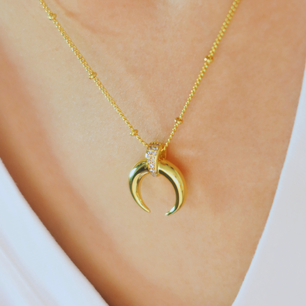 
                      
                        Crescent zircon necklace
                      
                    